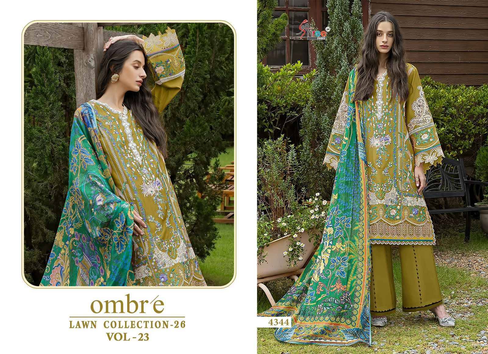 OMBRE LAWN COLLECTION VOL-23 By Shree Fab 4341 to 4346 Series Pakistani Stylish Beautiful Colourful Printed & Embroidered Party Wear & Occasional Wear Pure cotton Dresses At Wholesale Price